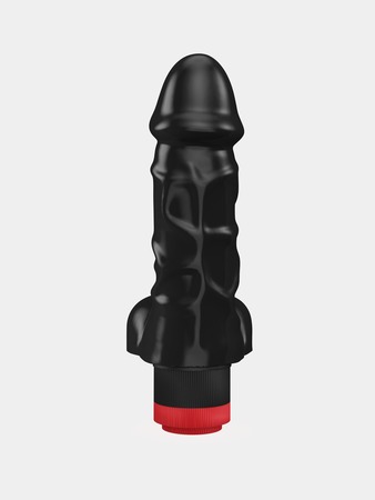 Черный реалистичный вибратор с мошонкой - 16,5 см.